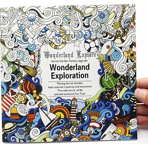 1 PCS New 24 Pages English Version Wonderland Exploration Coloring Book For Adult Relieve Stress Graffiti Drawing Art Book
