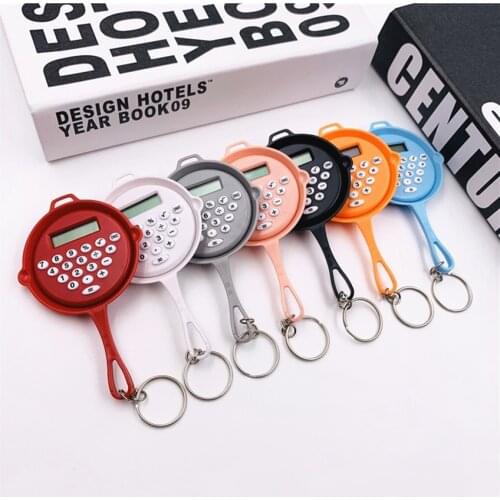 Creative Pan Shape Pocket Calculator Key Ring Small Portable Mini Electronic Calculator for Kids Home Students