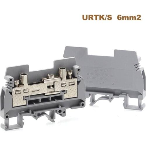 2Pcs Din Rail Current Test Screw Terminal Blocks URTK/S Connector Wire Electrical Terminal Blocks URTK6S Morsettiera 6mm²