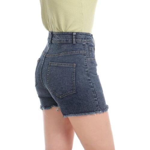 Summer Hot Shorts Women Jeans High Waist Denim Shorts Fringe Frayed Ripped Denim Shorts Ladies Hot Shorts With Pockets