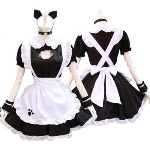 2019 new cos open chest black cat maid out cute cat Japanese maid service cosplay lalita costume