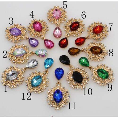 Mini Flower Brooch 10pc 25*45MM Crystal Button Gold Flat Back 2019 Wedding Wine Glass Ornament Decoraation Crafts Scrapbooking