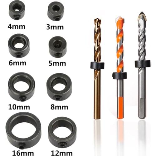 9pcs Drill Bit Locator Ring Set 3-16mm Woodworking Drill Cutter Depth Stop Collars Ring Positioner Drillling Tools