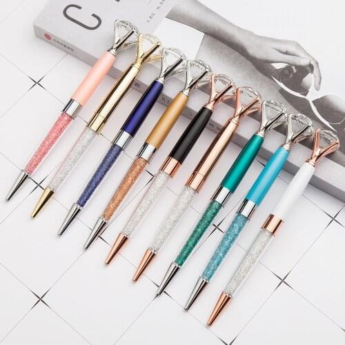 Nobel Large Diamond Crystal Rose Gold Business Metal Ballpoint Pen School Office Supply Gift Stationery Papelaria Escolar