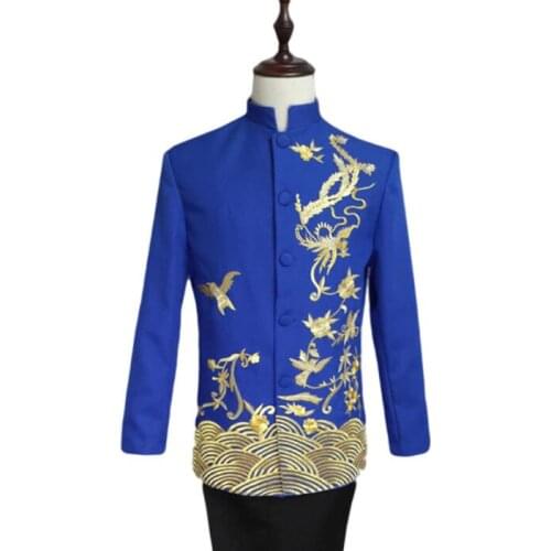 2020 new arrival slim stage men suit set with pants mens suits wedding groom chinese tunic suit mens formal dress suit + pant