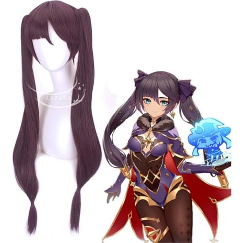 Game Genshin Impact Mona Megistus Long Ponytails Wig Cosplay Costume Heat Resistant Synthetic Hair Women Party Role Play Wigs
