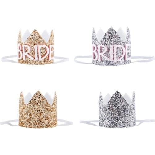 Glitter BRIDE Hats Cap Crown Headband Hen Night Party Bridal Shower Bachelorette Party Wedding Party Supplies Gold / Silver