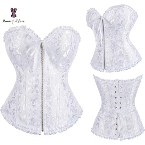 Dropshipping Corset Cheapest Low Price Corsets Zipper Korset Women Outfit Plus Size 6XL Bustier Floral Jacquard Lace Up Gorset