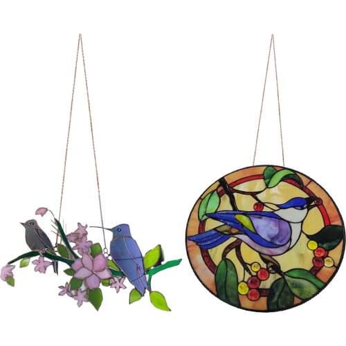 Hand-painted High Stained Glass Panel Outdoor Art Decor Gift