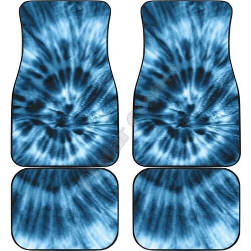 Blue Tie Dye Car FLoor Mats 3D Printed Pattern Mats Fit for Most Car Anti Slip Cheap Colorful