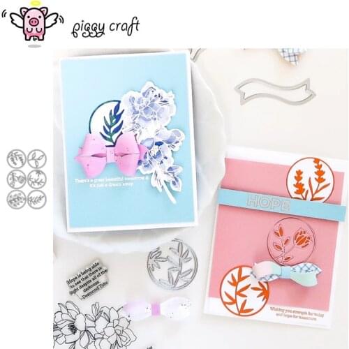 Piggy Craft metal cutting dies cut die mold 6Pcs Flower leaf circle Scrapbook paper craft knife mould blade punch stencils dies