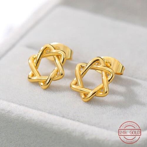 Twisted Six-pointed Star Stainless Steel Earrings For Women Minimalist Stud Earrings Geometric Base Earing Gifts Glamour Jewelry