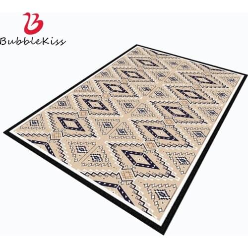 Bubble Kiss European Style Carpet for Home Living Room Beige Diamond Pattern Area Rugs Non-Slip Bedside Soft Customized Door Mat