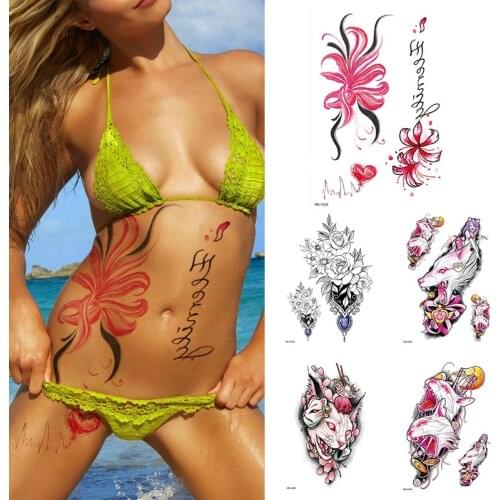 Temporary Tattoo Sticker Body Art Flower Moonlight Cat Water Transfer Fake Tattoo Flash Tatto For Women Men(1Sheet