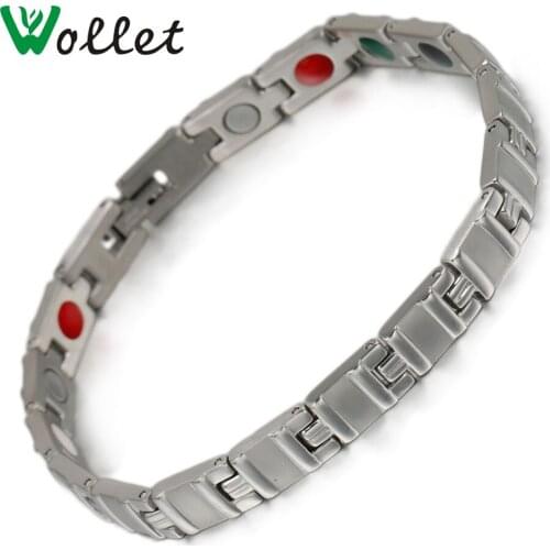 Wollet Jewelry Health Magnetic Stainless Steel Bracelet Germanium Tourmaline Bracelet For Men Women