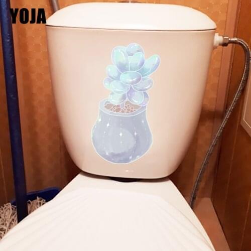 YOJA 12.9*23.8CM Watercolor Plant Fleshy WC Toilet Seat Sticker Home Bedroom Wall Decor T1-0960