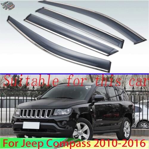 For Jeep Compass 2010-2016 Plastic Exterior Visor Vent Shades Window Sun Rain Guard Deflector 4pcs