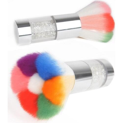 1pc Salon Soft Nylon Nails Dust Brushes Colorful Acrylic Rhinestone NailArt Brush Clean Powder For Nail Art Tool