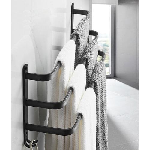 1 / PC Towel Rack Bathroom Perforated Wall-Mounted Shower Towel Rack Nordic Style Three-Layer Towel Rack