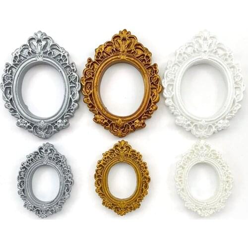 2/4pc Retro Oval square Photo Frame Vintage Small Jewelry Decor Home Decor Photography Background Shooting Photo Props