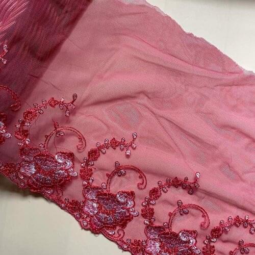 2Yards Flower Embroidered Lace Trim Tulle Mesh Lingerie Bra Underwear Handmade Dolls Dress Sewing Fabric Handcraft 2021