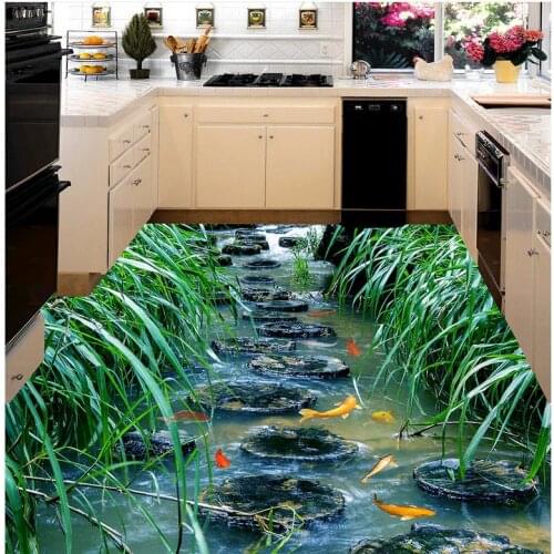 Floor wallpaper 3d for bathrooms river Custom Photo self-adhesive 3D floor PVC waterproof floor Home Decoration
