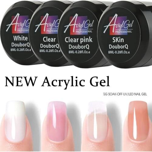 4Color UV Builder Gel Crystal Nails Transparent UV Gel For French Art Tips Manicure Set Extension White / Pink /Clear/skin