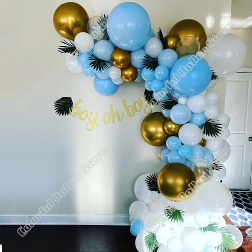95pcs Light Blue Transparent Latex Balloon Arch Kit White Balloon Garland Birthday Party Background Baby Shower Event Decoration