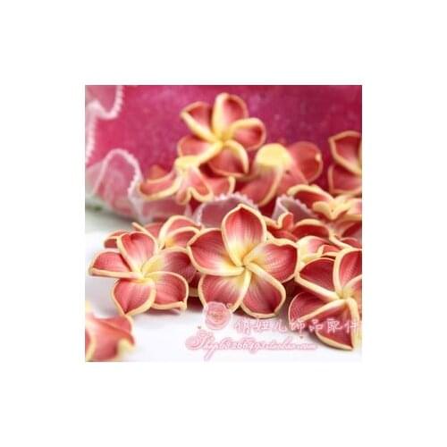 Free Shipping 30Pcs Red Loose 3D Polymer Clay Beads Flower/Plumeria rubra Design For DIY Jewelry Making