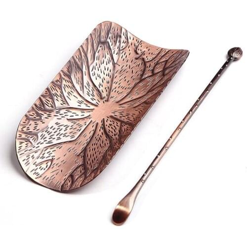 2Pcs/Set Copper Tea Scoop Spoon Tea Leaves Chooser Holder High Quality Chinese Kongfu Tea Accessories Tools