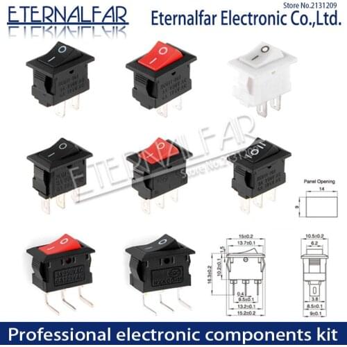 KCD11-101 Push Button Switch 10x15mm SPST 2Pin 3Pin 3A 250V 6A KCD11 Snap-in On/Off Boat Rocker Switch 10MM*15MM Black Red White