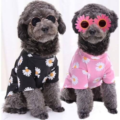 Summer Printing Pet Dog Clothes Puppy T shirt Vest Fashion Daisies Flowers Cute French Bulldog Clothes For Small Medium Dogs