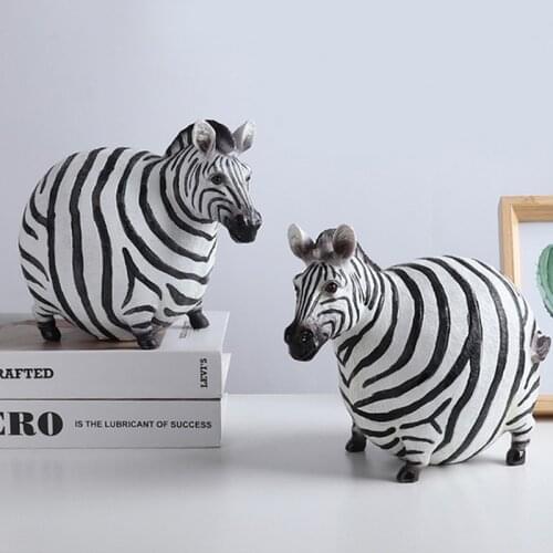 Minimalist Art Resin Fat Zebra Ornaments Abstract Art Black and White Stripes Animal Sculpture Decorations Childrens Room Place