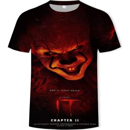 Horror 3D printing T-shirt mens and womens fashion O-neck short-sleeved shirt all-match face code 120-6XL hot sale