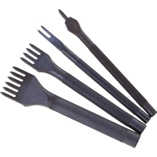 4 Styles 2mm Prong Leather Craft Hole Punch Tools Kit Convenient Diamond Point Chisel Pro-line Pre Stitching Working Tool
