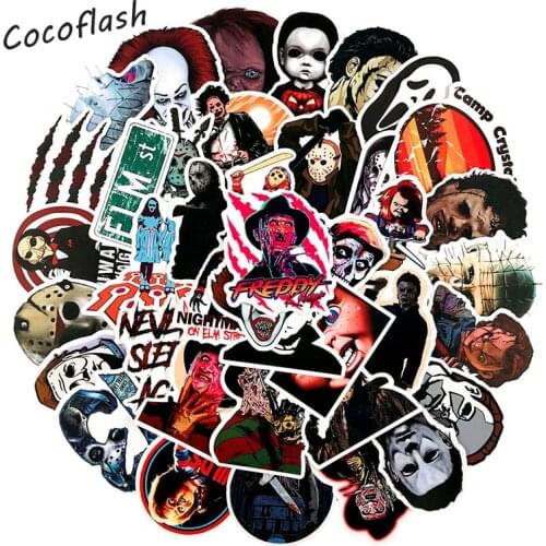 50pcs/pack Mixed Horror Movie Character Series Waterproof Stickers For DIY Laptop Skateboard Luggage Motorcycle Decal Scrapbook