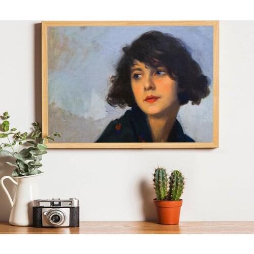 Woman Portrait Antique Oil Painting On Canvas Poster French Vintage Wall Art Prints Farmhouse Decorative Picture Home Room Decor