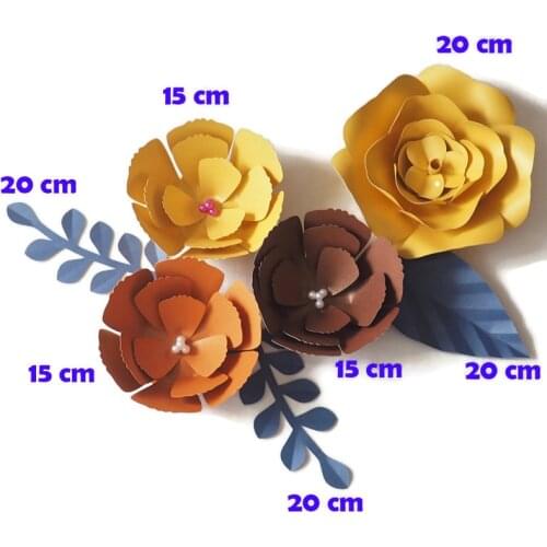 DIY Artificial Flowers Fleurs Artificielles Backdrop Giant Paper Flowers 4PCS Paper Leave 3PCS Wedding Party Decor Baby Nursery