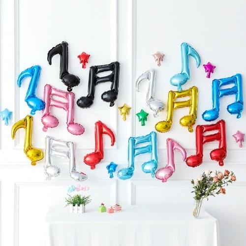 10pcs Colorful Music Single Note Double Note Shape Aluminum Foil Balloons Kids Balloon Birthday Party Kit Wedding Party Decor