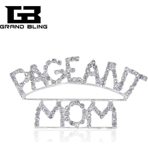 Bling Austrian Rhinestone Brooch "PAGEANT MOM" Word Pin Gift to Mother