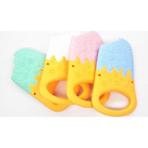Chenkai 10PCS BPA Free Silicone Ice Cream Teether DIY Baby Shower Pacifier Dummy Sensory Toy Accessories Pendant Nursing
