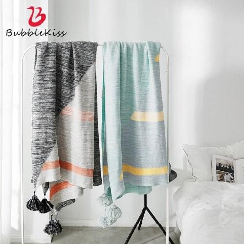 Bubble Kiss Modern Art Home Knitted Blanket Fashion Sofa Tassel Cover Blanket Simple Adults Shawl Blanket Summer Travel Blanket