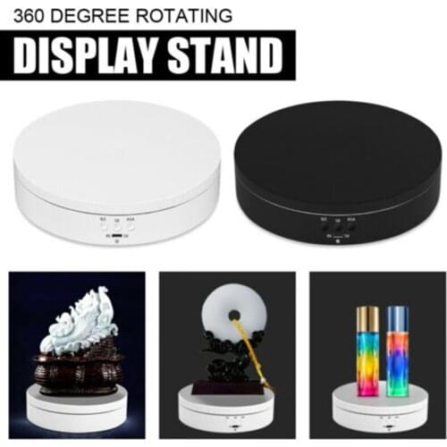 360 Degree Rotating Electric Turntable Display Stand Mirror White/Black 3 Speeds Jewelry Photography Show Holder Swivel Plates