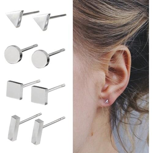 2Pcs Trendy Jewelry Stainless Steel Earings Fashion Jewelry Simple Plane Women Kids Jewelry Accessories Gifts