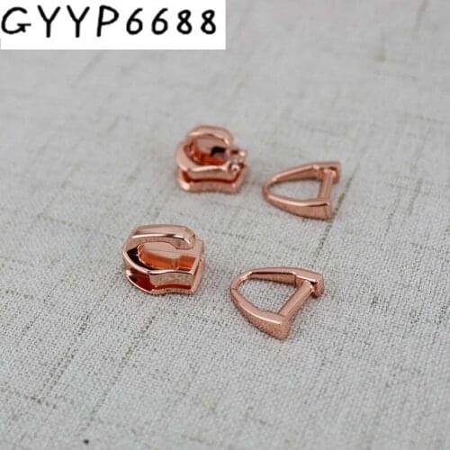 10pcs 50pcs Rose gold 5# Nylon Zipper Pulls zipper Head D ring Replacement slider metal Plating accessory for bag Zipper Sliders