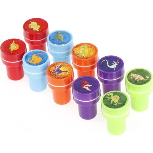 10 Pcs/set Different Cartoon Dinosaur Self Inking Stamper Art Craft Stamps Kids Party Favors Toy Drawing Templates DIY Supplies