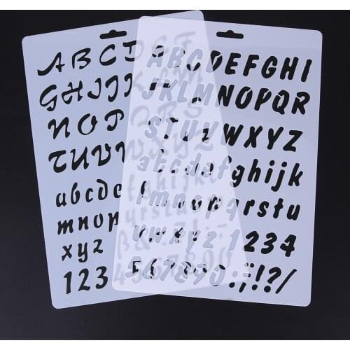 2Pcs Plastic Cake Stencils Alphabet Letters Spray Stencils Birthday Cake Mold Decorating Tools DIY Mould Fondant Template