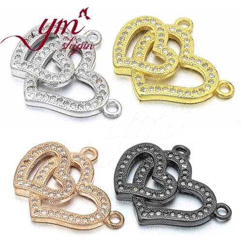 21mm*17mm New Charms Heart Cubic Zirconia Accessory diy Jewelry Making Necklace Bracelet Connector Findings Model:LVD41