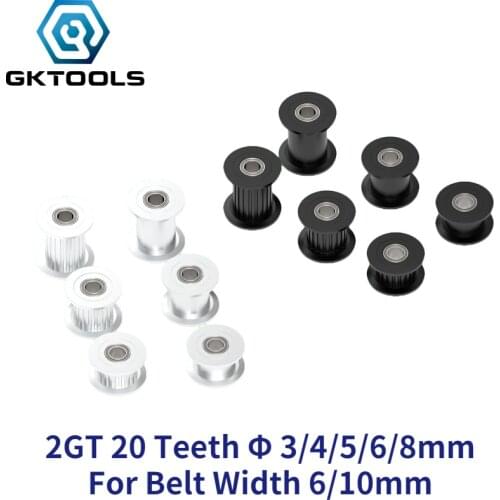 2GT 20 Teeth synchronous Wheel Idler Pulley black Bore 3mm 4mm 5mm without Bearing for GT2 Timing belt Width 10mm 20teeth 20T