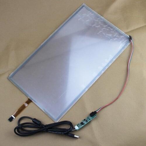 5pcs/lot 15.6" 4 wire 364*216mm Resistive Industry Touch Screen Panel Digitizer Glass+USB Controller Widescreen for Win 7 PC